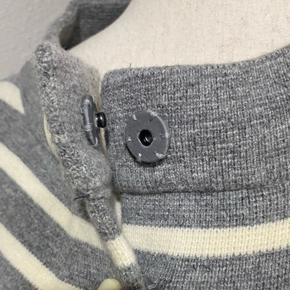 Women’s J. Crew Striped Gray and Cream Coat - Picture 7 of 7